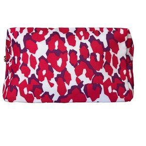 Estee Lauder Make Up/Cosmetic Animal Print Bag Red/White/Purple New